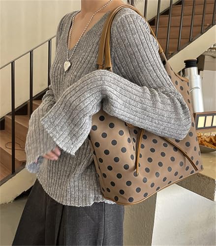 Corduroy Tote Bag for Women Polka Dot Shoulder Bags Slouchy Tote Top Handle Satchel Purse Hobo Bag Travel Gym Overnight 20254