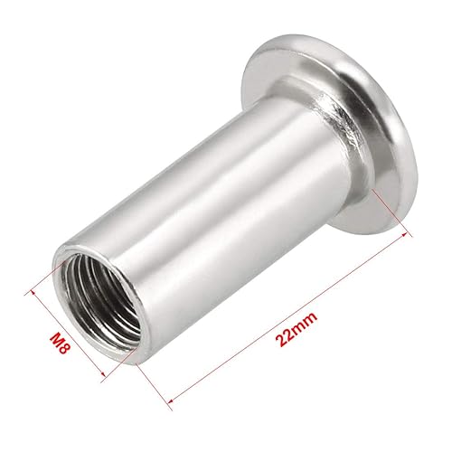 Miniatura 4 de uxcell M8x22mm Hex Socket Head Insertar Tuerca Tornillo Post Manga Tuerca para Muebles 10pcs