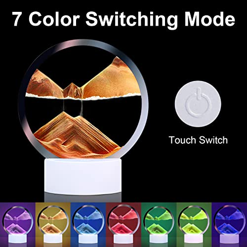 Pest Reject Pro Moving Sand Art Picture With Light, 3D Hourglass Deep Sea Sandscape, 7 Color Changing Quicksand Lamp, 360° Rotating Hourglass Décor, Home Desktop Decorations(Yellow, Exclud 3Aa) #TOP3