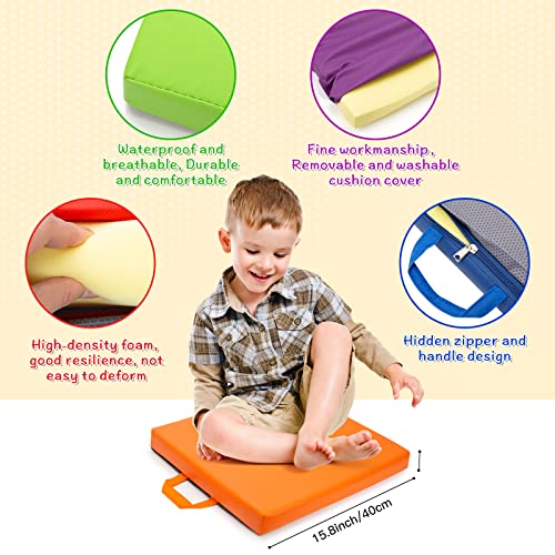 Ikayas 6 Pcs Floor Cushions For Kids Classroom With Handles Square Flexible Seating For Classroom Daycare Decorations, 15.8Inch Floor Seating Floor Seats For Kids, Students, School 6 Colors #TOP1