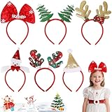 GTJEOI 6 Pezzi Cerchietti Natalizi, Fasce natalizie, Copricapo Natalizio per Ragazzi Ragazze, Cappello di Babbo Natale Pupazzo di Neve Albero di natale Fiocco Renna Cerchietto per Natale Bomboniere