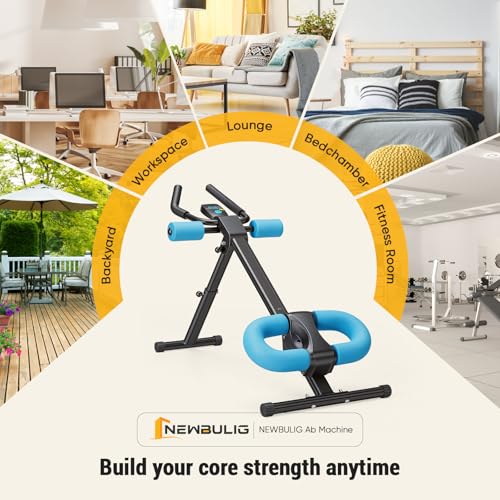 NEWBULIG Ab Machine, Abs Workout Equipment for Home Gym, Adjustable Ab Trainer Machine for Stomach Workout, Foldable Abdominal Trainer, Core Exericse, LCD Dispaly, Knee Protection, Black Blue by NEWBULIG - Image 7