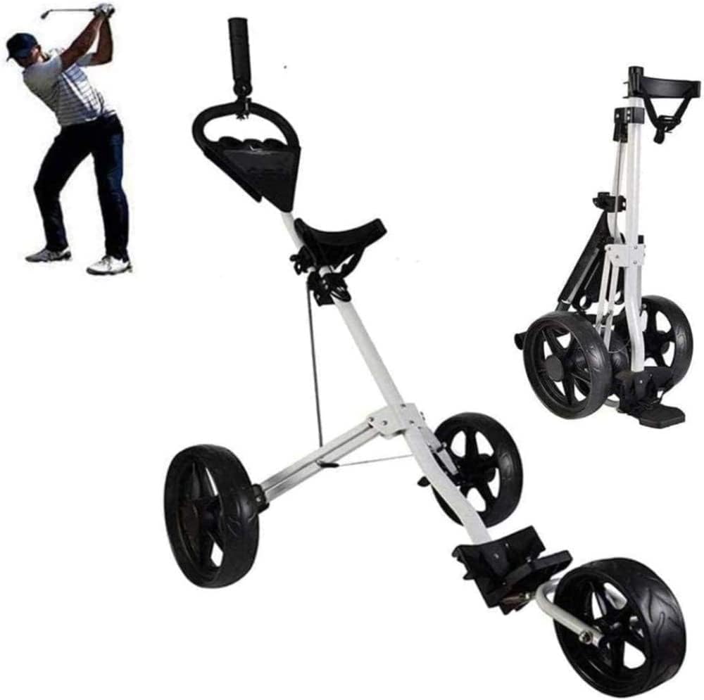 3-Wheel Golf Trolley with Kettle Stand Scoreboard Golf Caddy Lightweight Trolley Sport Training Match Airport Luggage Check Carrier Cart Golf Caddy