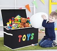 YOLOXO Toy Box Chest, Collapsible Sturdy Storage Bins with Lids, Extra Large Kids Toy Storage Organizer Boxes Bins Baskets for Kids, Boys, Girls, Nursery Room, Playroom, Closet (BLACK) — image 8