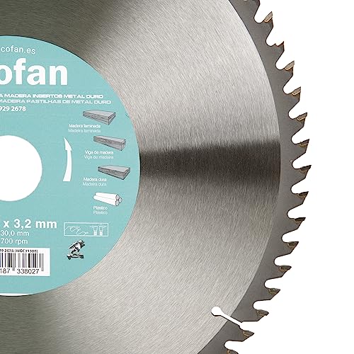 Miniatura 2 de Cofan Hoja De Sierra Ingletadora 72 Dientes Adecuado Para Madera Dura, Plástico Y Madera Laminada Insertos De Metal Duro 300 X 30 Mm Grosor Del Disco: 3,2 Mm