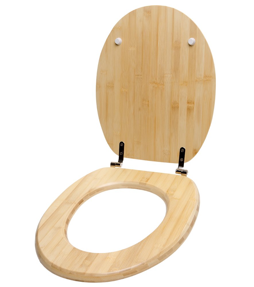 Sanilo Abattant WC, Grande sélection de lunettes de toilette en bois, Finition de haute qualité, Charnières robustes, Fixation facile (Bambou)