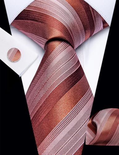 Image of YourTies Striped Plaid Ties for Men Silk Formal Necktie Set