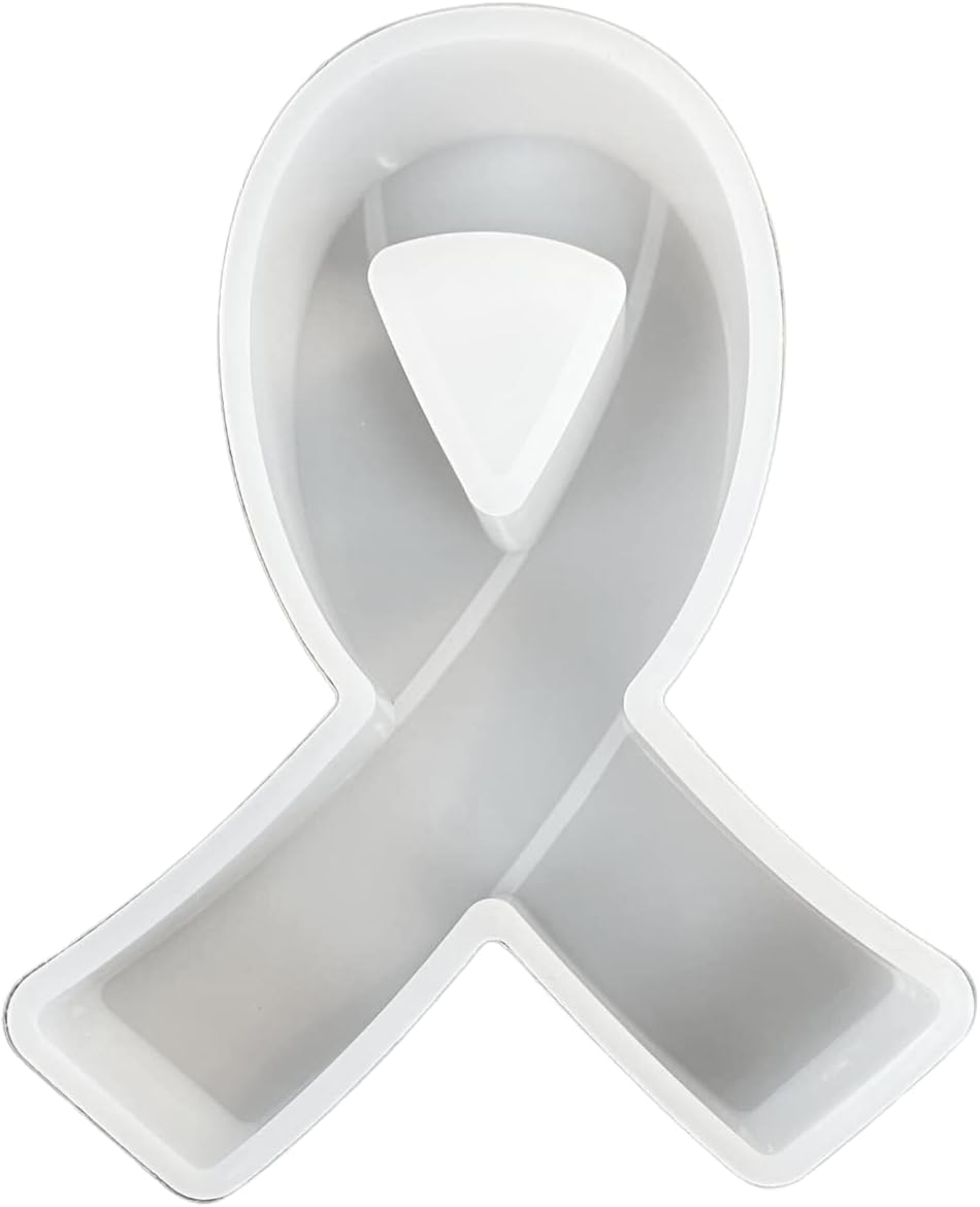 Cancer Awareness Ribbon Car Freshie Silicone Mold 4.5x3.5x1” for Scented Aroma Beads Car Candle, Soap, Resin Oven Safe Bake Heat Resistant to 400 F Set Supplies