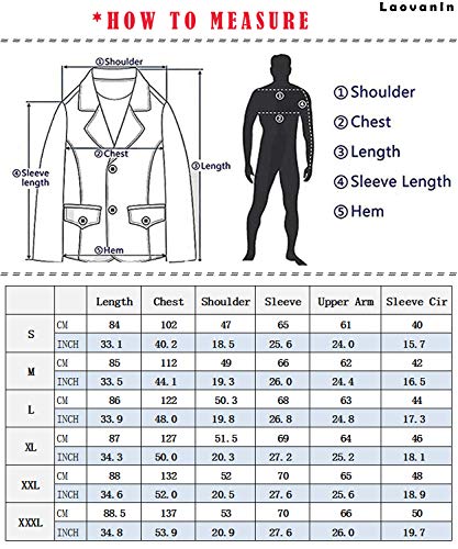 LaovanIn Casaco masculino de inverno trench coat de lã longo, Preto, X-Large