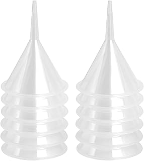 12 Pcs Small Funnel & Mini Funnel 1.57" Opening, 0.1" Narrow Tip for Essential Oils, Perfumes, Capsules & Mini Bottles (Polypropylene, 2.17" Height)