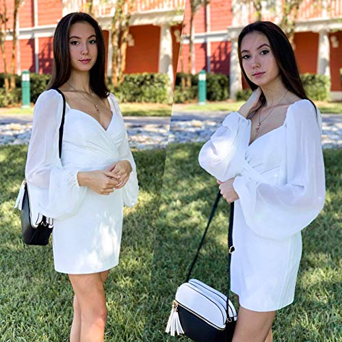 Dasein Women Tassel Zipper Pocket Crossbody Bag Shoulder Purse Fashion Travel Bag With Multi Pockets(1-Black/White) #TOP1