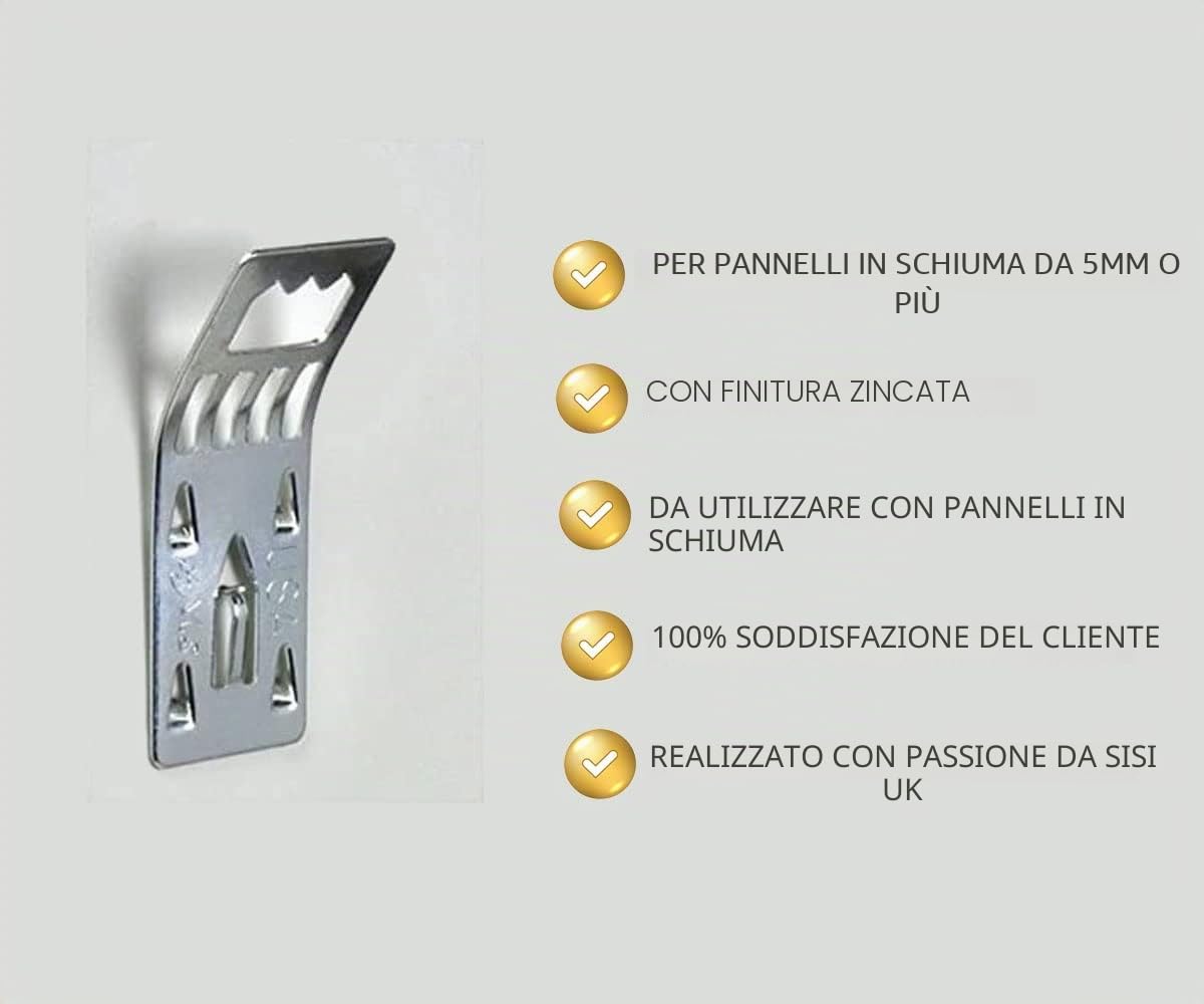 Ganci in schiuma per pannelli in schiuma, supporto per pannelli da montaggio a parete, confezione da 50