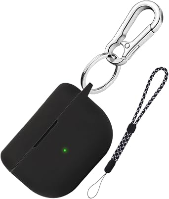Case for Jabra Elite 8 Active Jabra Elite 10 Cover, Soft Silicone Shockproof Protective Case Skin for Elite 8 Active Jabra Elite 10 Wireless Earbuds with Keychain Hook Lanyard Black
