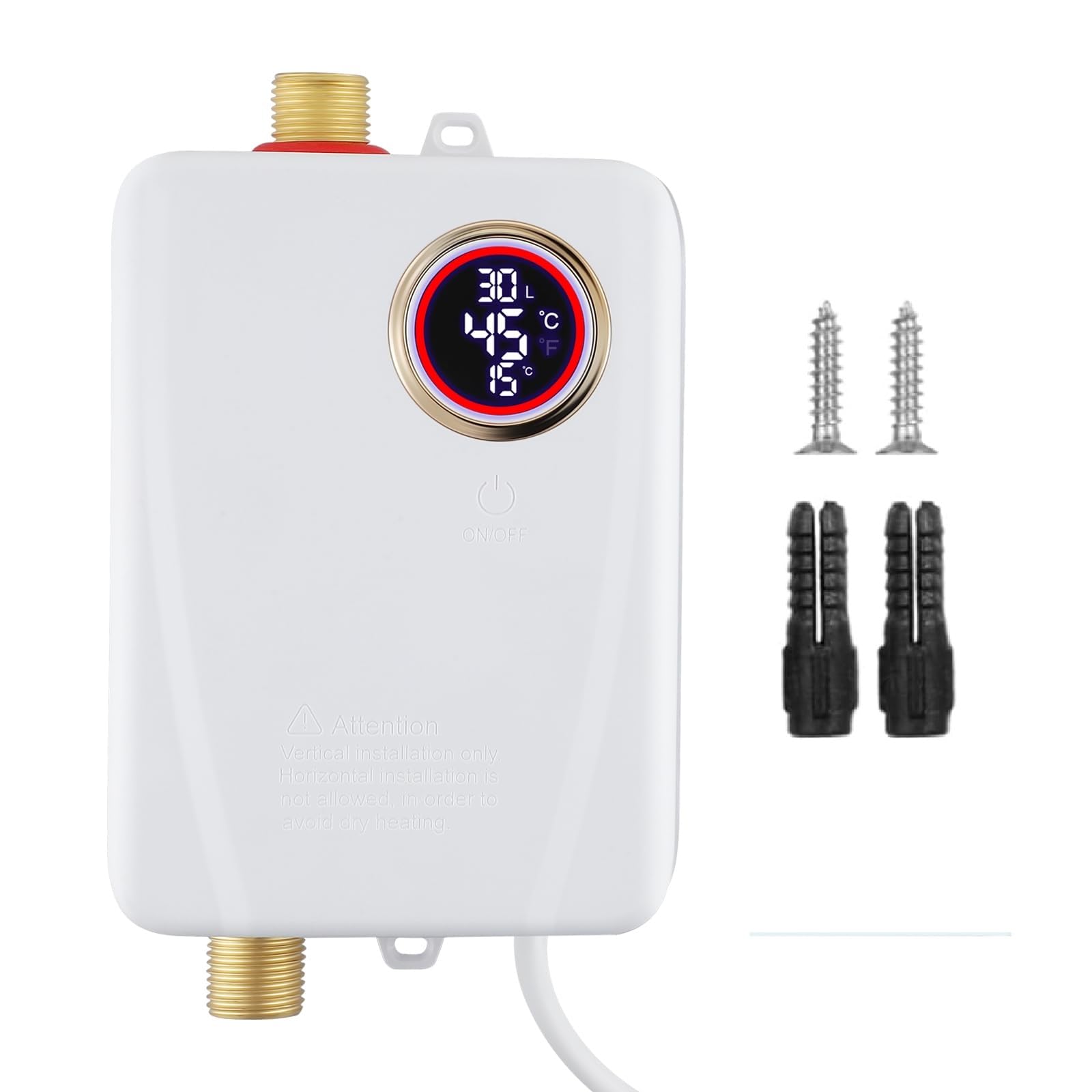 Scaldabagno Elettrico Istantaneo 3500W, Mini E Portatile, IPX4 Impermeabile, Con Display Temperatura, Per Doccia E Giardino, 230V