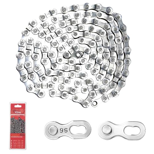 VBK Chaîne de Vélo 9 Vitesses, Chaîne de Transmission Durable Pour Vélo de Route Et VTT, Acier Électroplaqué Argenté Anti-Rouille, Performance Fluide Et...