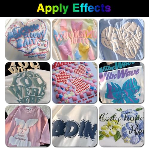 TORC 3D Puff HTV Heat Transfer Vinyl 12" x 10" 10 Sheet Pack - Assorted Colors, Iron-On for T-Shirts, DIY Crafts, Compatible with Cricut & All Cutters, Easy Cut & Weed - Image 4