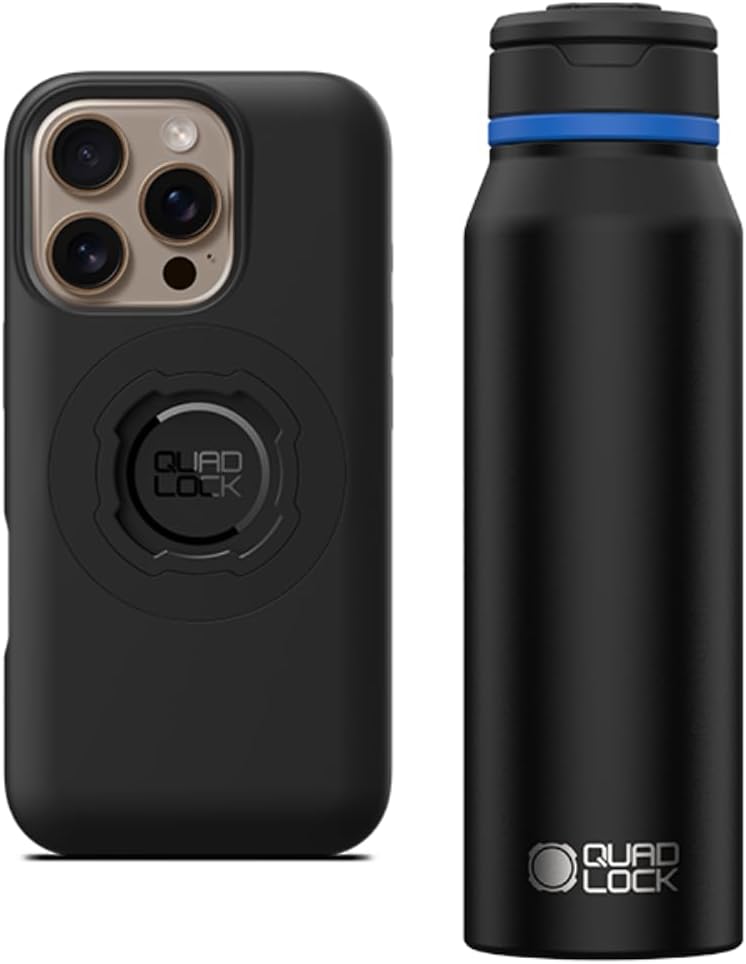 Quad Lock MAG Water Bottle Phone Mount with MAG Phone Case for iPhone 16 Pro