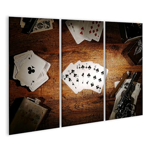 Tableau sur toile poker haute définition 3 pièces pour salle de loisirs