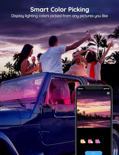 Govee RGB Car LED Strip Light, 2-Line Design Waterproof 4pcs 22cm, APP Control Interior Lighting Kit, Music Sync, DIY Mode, Under Dash with Charger - Image 4