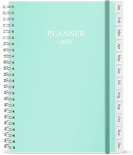 Planer 2025-2026 für Lehrer und Studenten - Monatsplaner von July 2025 bis Juni 2026, 15,9 x 21 cm, 12 Registerkarten, 14 Notizseiten, Kunststofftasche, Doppeldrahtbindung