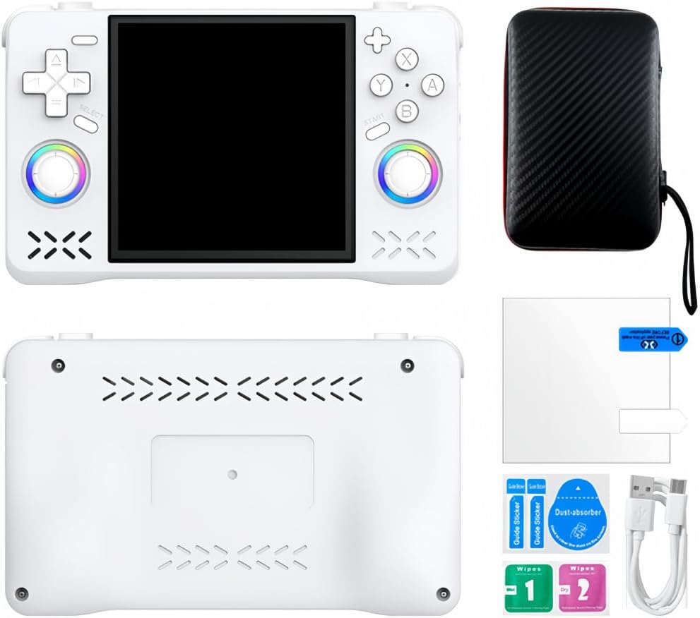 NihigXF40H Handheld Game Console (Joystick Control, 4" Screen, 64GB or 128GB Storage, 4K IPS Screen, Retro Game Console) (64G, White)
