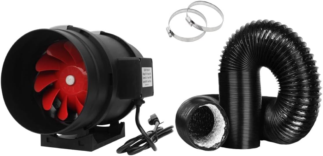 SunStream 4 Inch 16 FT Flex Dryer Vent Hose and 4 Inch 190 CFM Air Ventilation Booster Vent Fan for Indoor Grow Tent