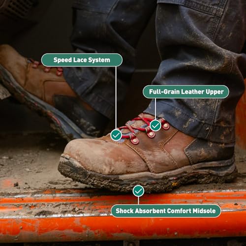 Image of Danner Vicious 4.5 inch Waterproof Work Boots for Men - Full-Grain Leather with Breathable Gore-Tex Lining, Speed Lace System