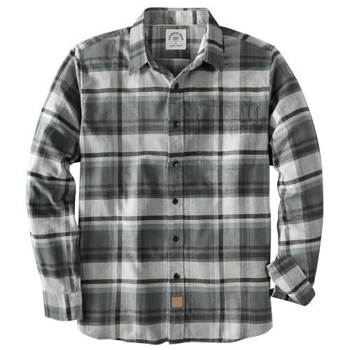 Dubinik Flannel Shirt for Men Plaid Mens Button Down Long Sleeve Shirts Soft Pure Cotton Casual Cozy Regular Fit