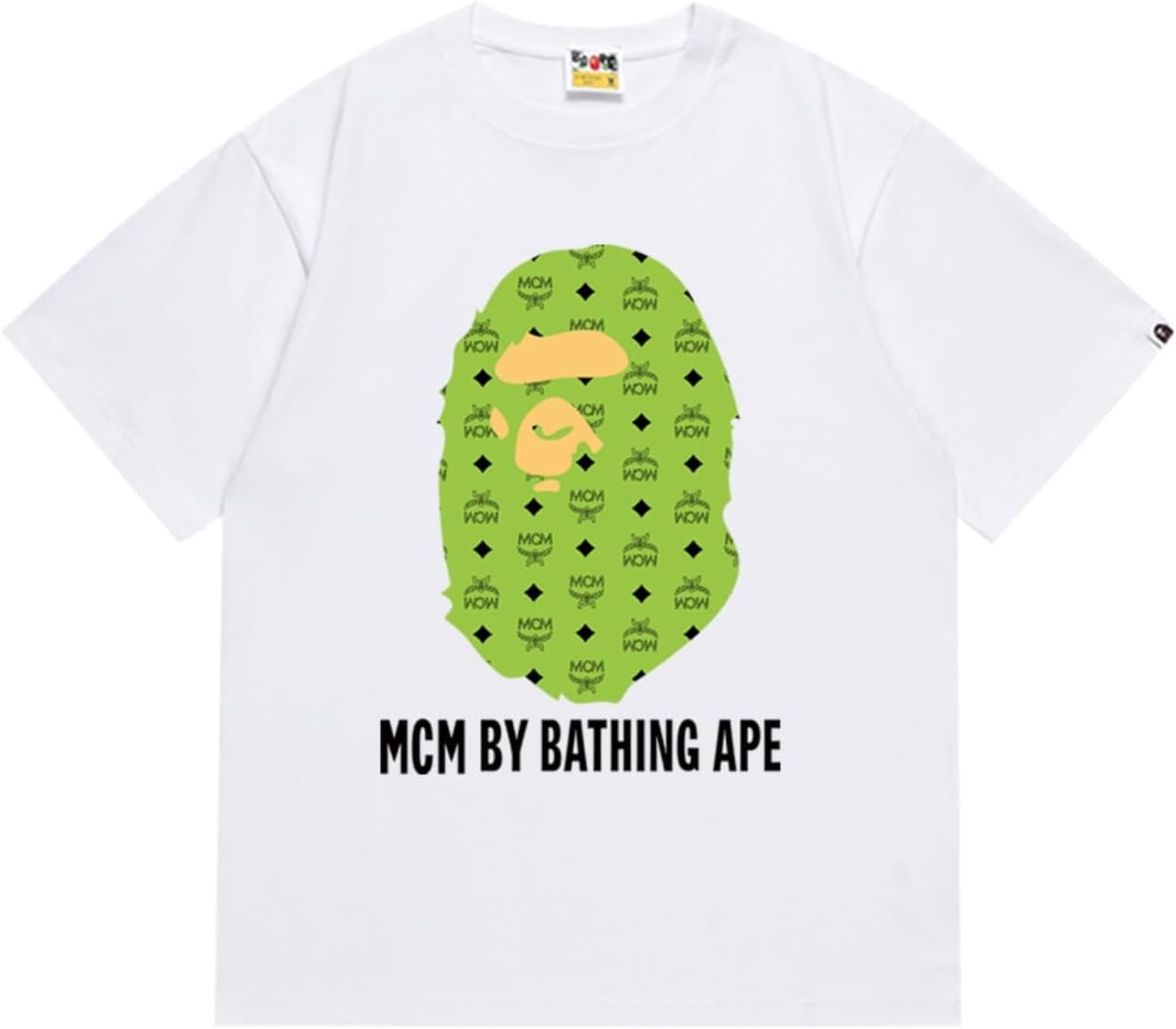 FDTURES 25ss BAP Classic Shark Monkey Man Men and Women Double Yarn Casual Short Sleeve T-Shirt Top Color2||S