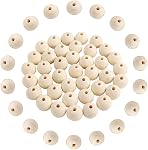 Natural Wood Beads, 120 PCS Unfinished Natural Wood Loose Beads Round Ball Wood Spacer Beads for DIY Crafts (0.47 Inch/ 12MM)