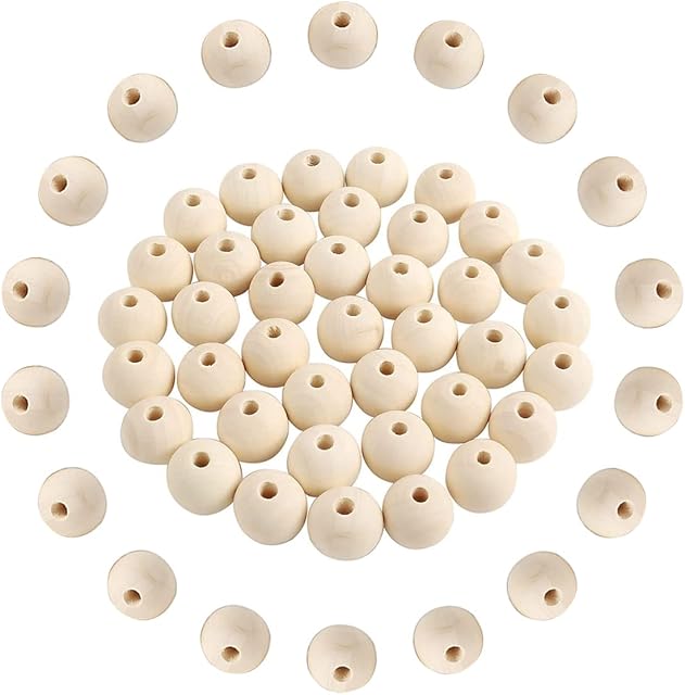 Natural Wood Beads, 120 PCS Unfinished Natural Wood Loose Beads Round Ball Wood Spacer Beads for DIY Crafts (0.47 Inch/ 12MM)