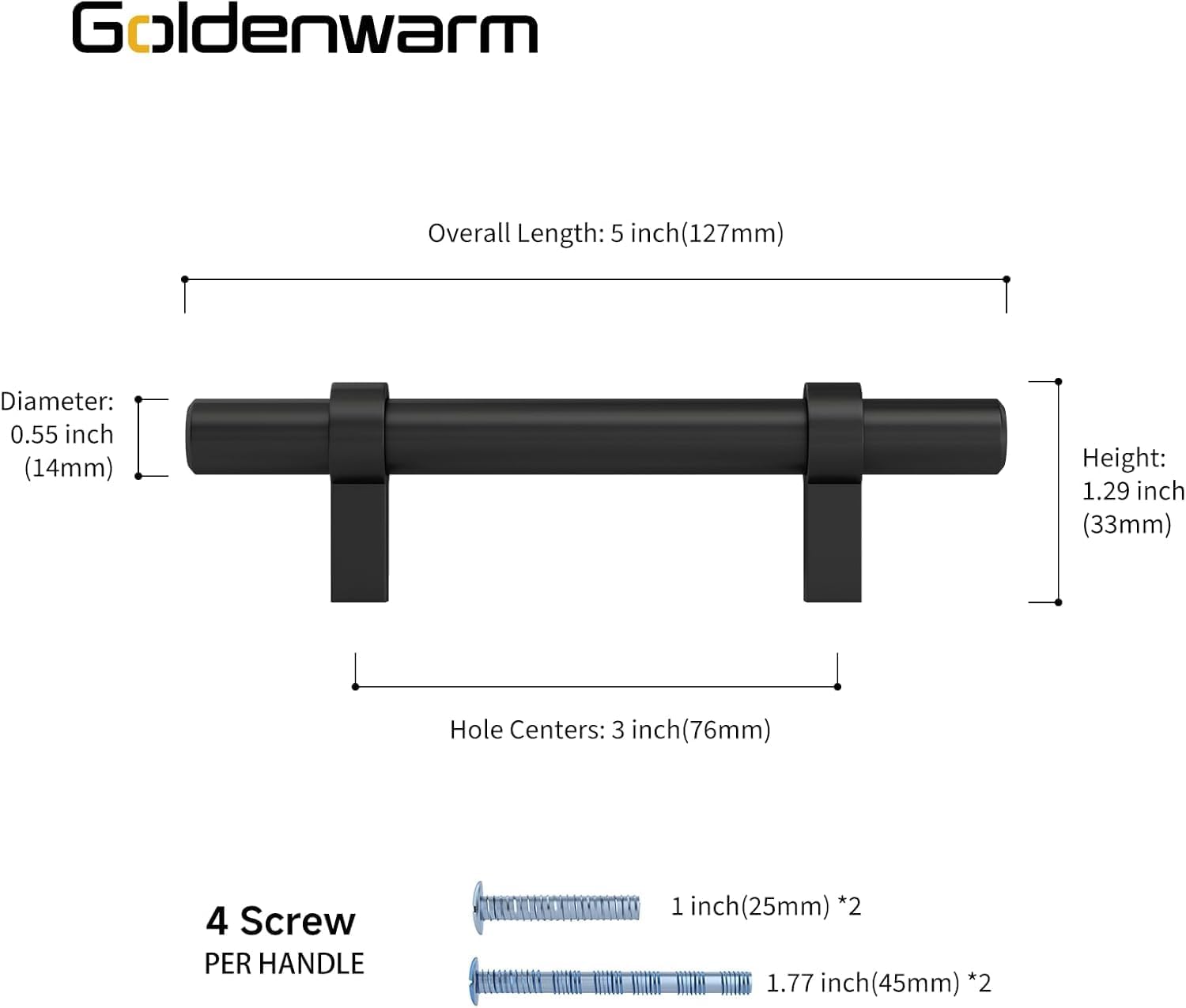goldenwarm 20 Pack 3 inch Black Cabinet Pulls Matte Kitchen Drawer Handles Zinc Alloy Dresser Hardware