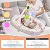 Portable Baby Lounger For Travel,Breathable & Comfortable 100% Cotton Infant Lounger, Baby Nest 0-24 months Machine-Washable Newborn Lounger,Newborn Essentials (Pink, Baby Lounger With Toys) #2