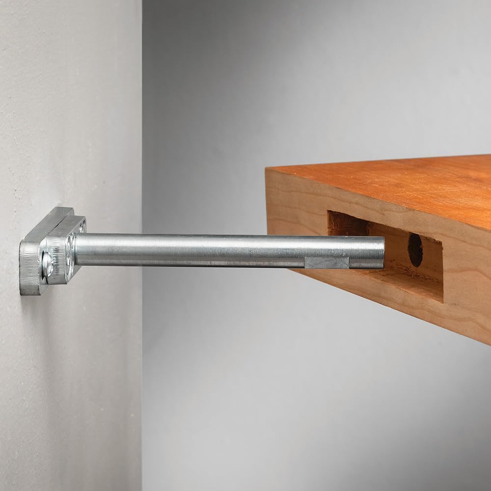 Rockler I-Semble Heavy Duty Floating Shelf Brackets - Hidden Invisible Shelf Support, Concealed Floating Hardware - Metal Wall Mount Brackets for Wood Shelves, 125 lb Capacity, Pair