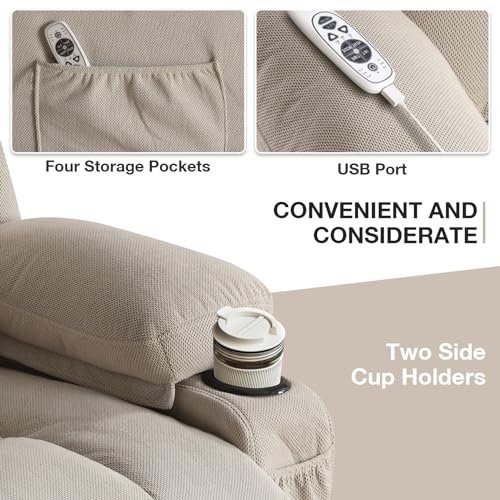 Sillón power lift reclinable terciopelo Beige miniatura 5