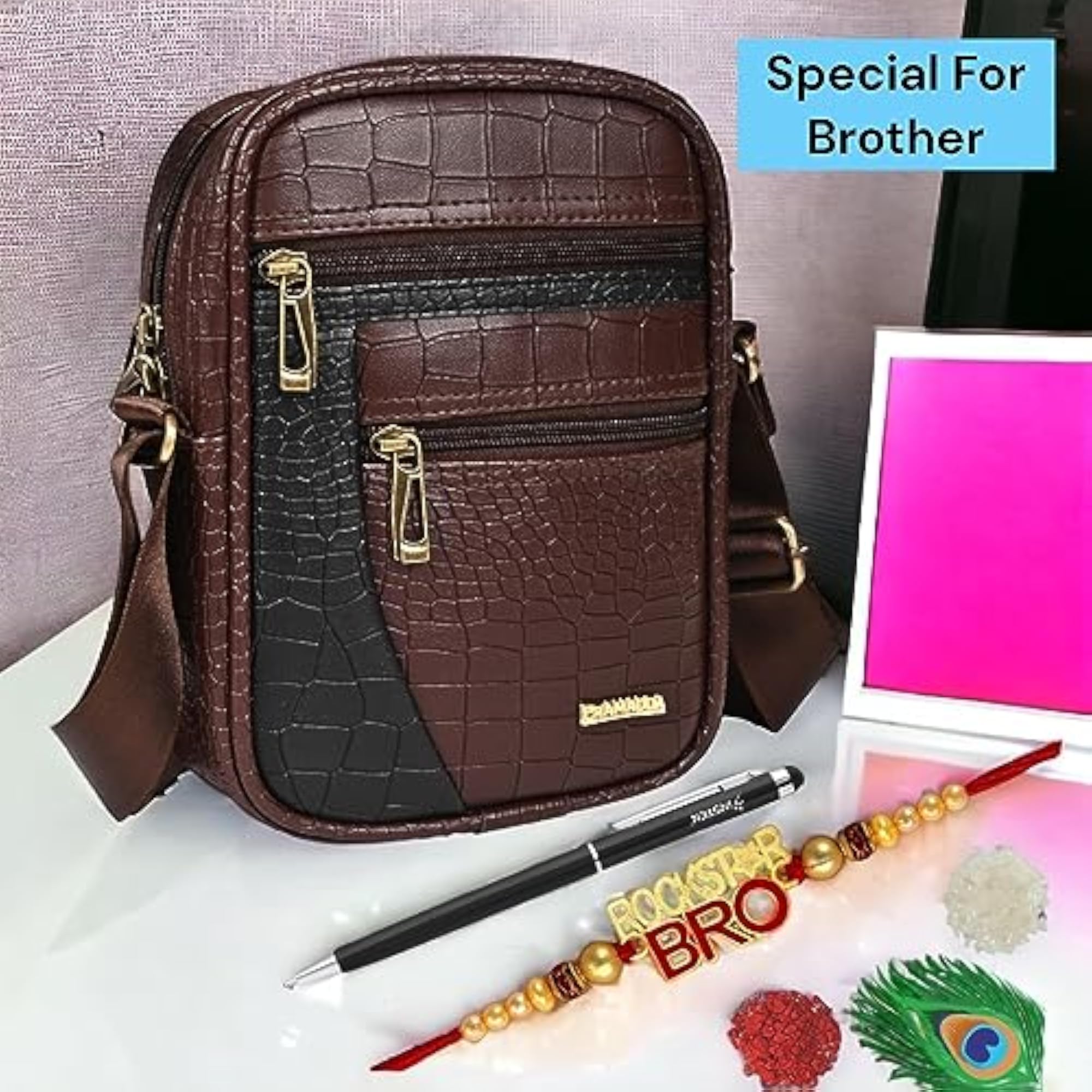Stylish Vegan Leather Sling Messenger Bag for Men