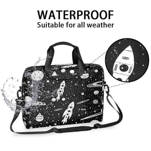 Bolso para laptop con diseño de planetas y cohetes miniatura 3