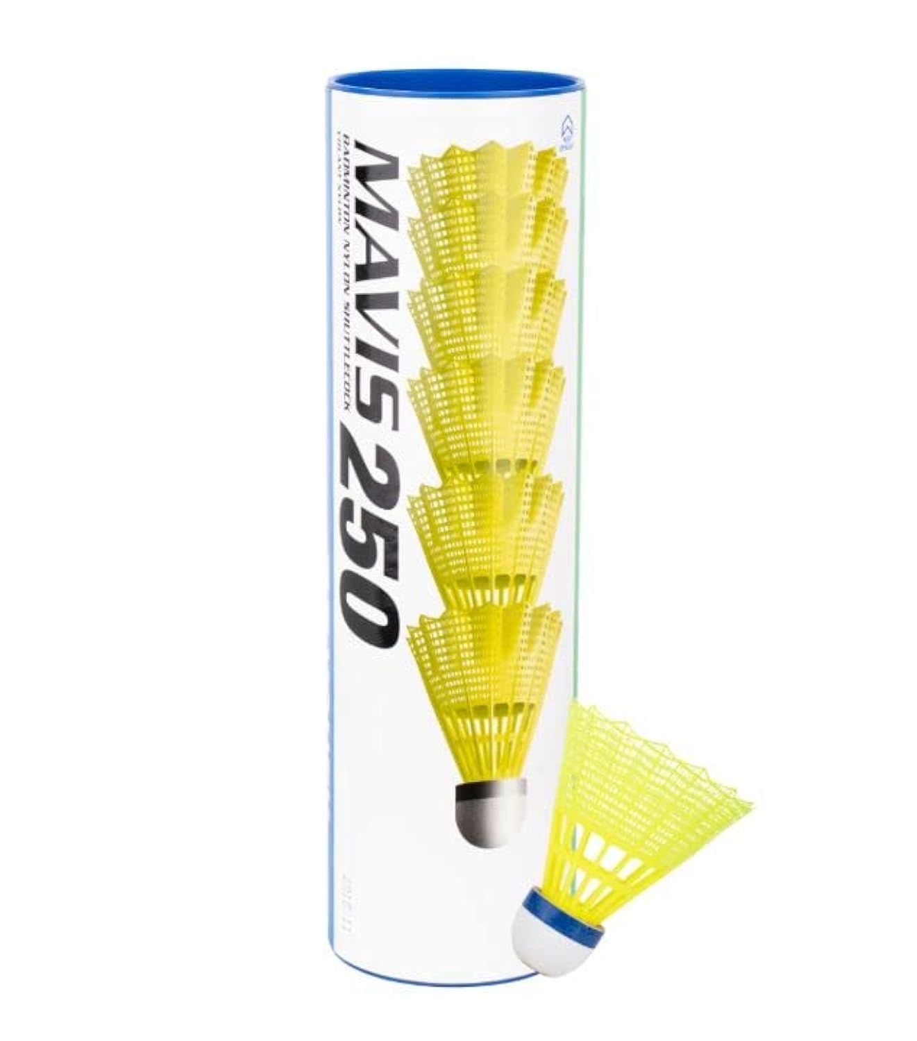 YONEX Mavis 250 Piłka do badmintona, żółta, 6 sztuk, nylonowe słomki: Kolor: czerwony/Fast