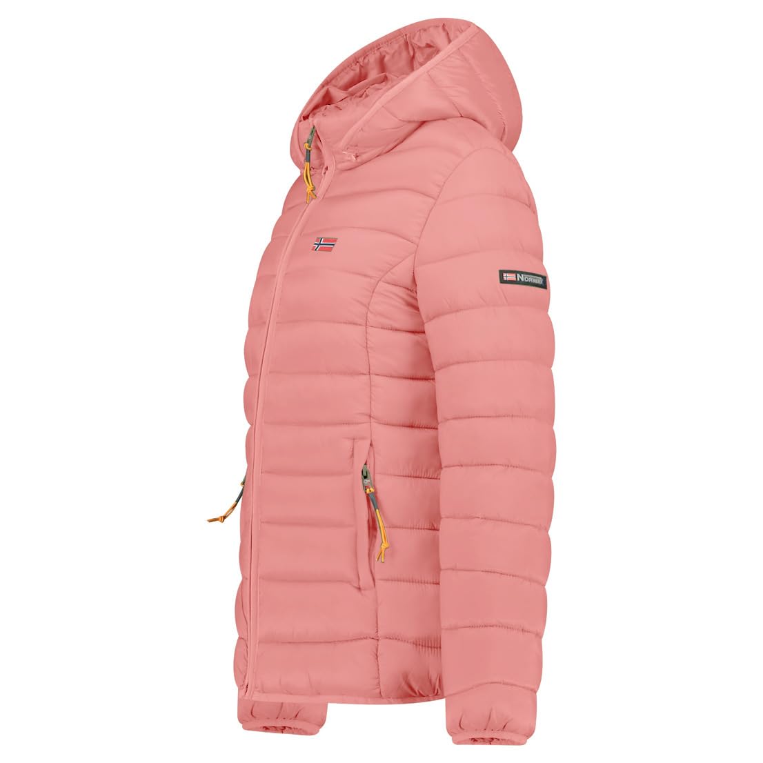 Geographical Norway Atikolor Hood – Doudoune Légère Femme avec Capuche – Blouson Matelassé Chaud Mi-Saison – Style Urbain – Poches Zippées – Badge & Drapeau Brodés – Coupe Féminine