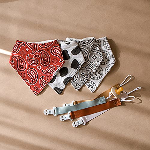 Stadela 100% Cotton Baby Bandana Drool Bibs For Drooling And Teething Nursery Burp Cloths 4 Pack Unisex Set For Girl And Boy – Western Baby Cowboy Cowgirl Cow Skin Paisley Wild West #TOP6