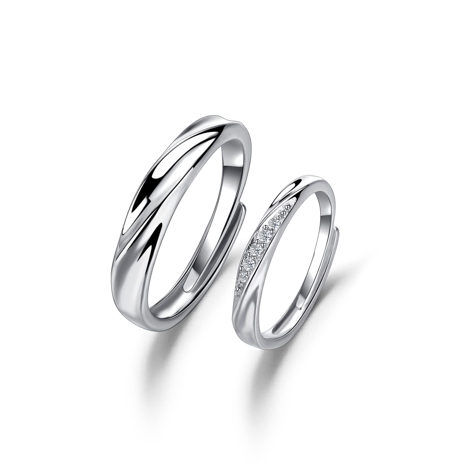 Open couple ring Korean version of live mouth silver ring love this life love couple ring