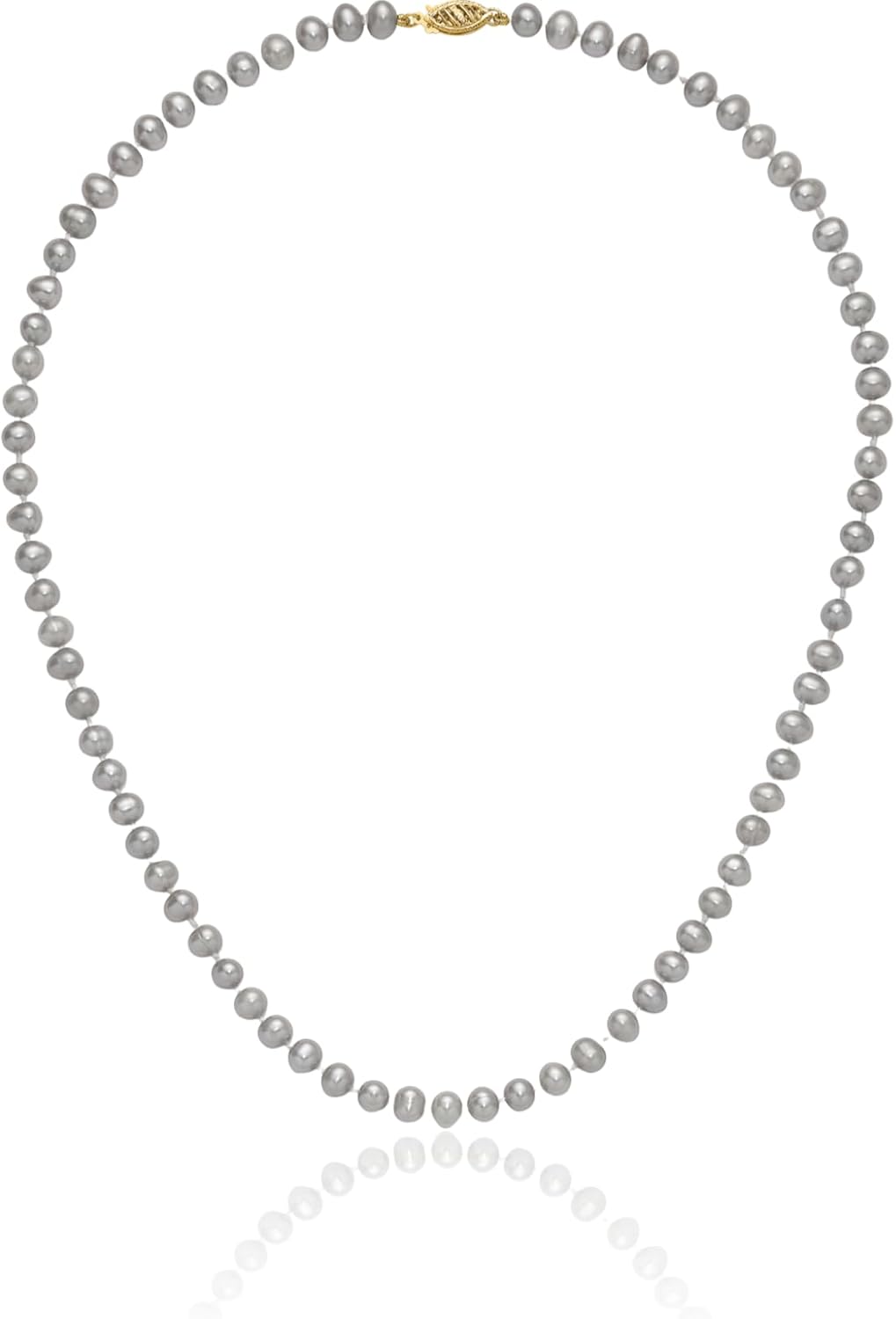 IceCarats 14K Solid Yellow Gold 5mm Freshwater Grey Pearl Bead Chain Necklace 18 inch Prong Set For Her