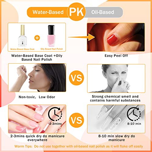 Glamonade 2-In-1 Base Coat And Top Coat Nail Polish 0.34Oz Water-Based Non-Toxic 2-In-1 Base Coat And Top Coat For Nail Polish Clear Glossy Foundation At Home Diy Manicure #TOP5
