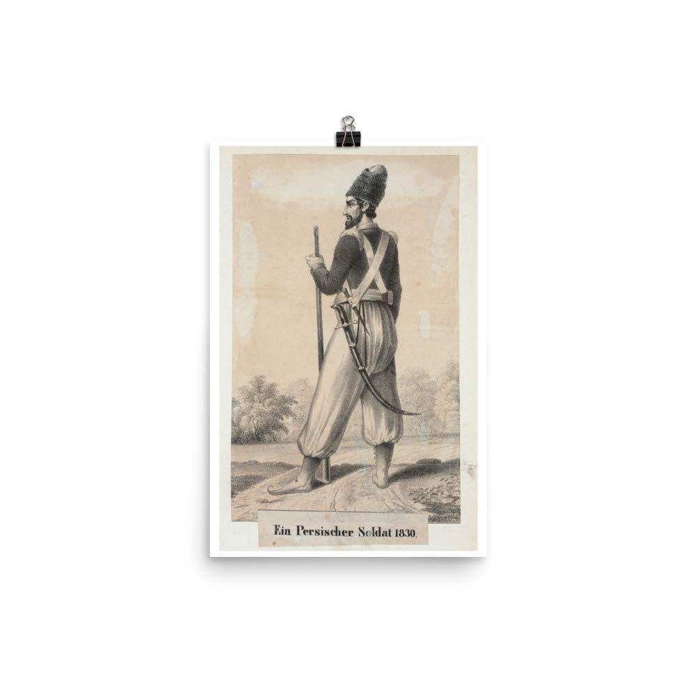 Póster de soldado persa, reproducción artística de un grabado antiguo de 1830