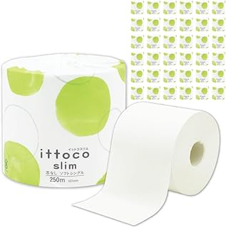 トイレットペーパー 5倍 シングル 250m イットコ 芯なし 36個 無香料 箱入り 10250009 イトマン KS