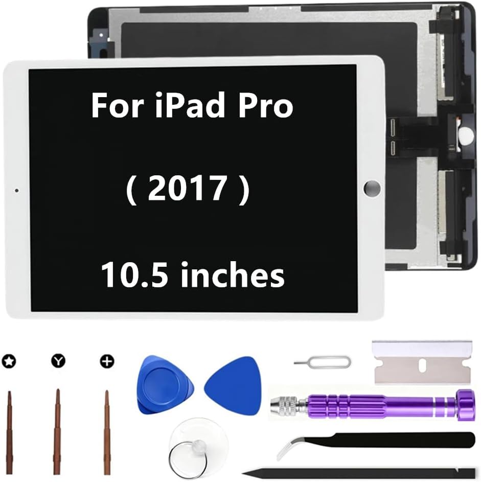 for iPad Pro 2017 LCD Screen Replacement 2017 A1701 A1709 A1852 10.5" Display Touch Digitizer Assembly (White+Tools)