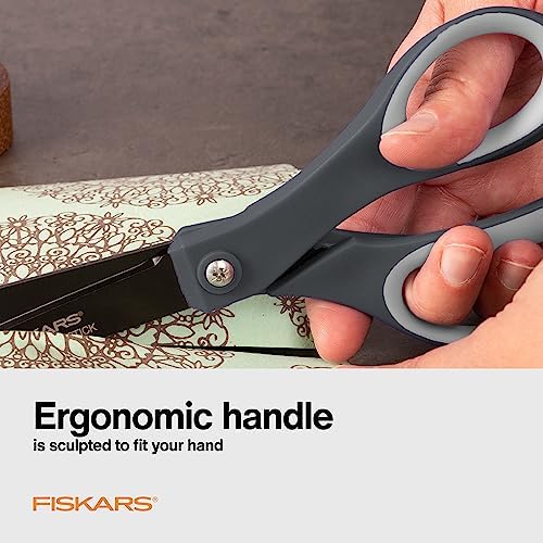Fiskars 8" Comfort Grip Non-Stick Titanium All Purpose Scissors - Stainless Steel Blades for Everyday Cutting Tasks - Home, Office, and Arts & Crafts - Gray - 3