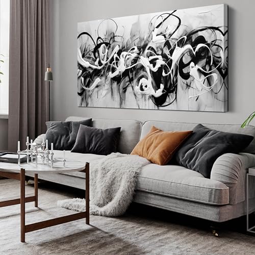 Abstract Canvas Wall Art for Living Room Bedroom Office Black