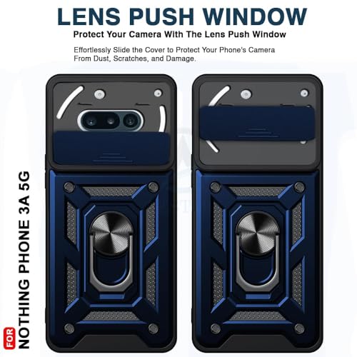 Image of AIBEX Back Cover for Nothing Phone 3(a) 5G | D10 Tough Armor Case | Sliding Camera Shield | 360 Protection | Kickstand Ring Holder | Military-Grade Shockproof Bumper Case