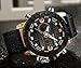 Tonnier Genuine Leather Band Analog Digital LED Dual Time Display Mens Watch, Black&Gold